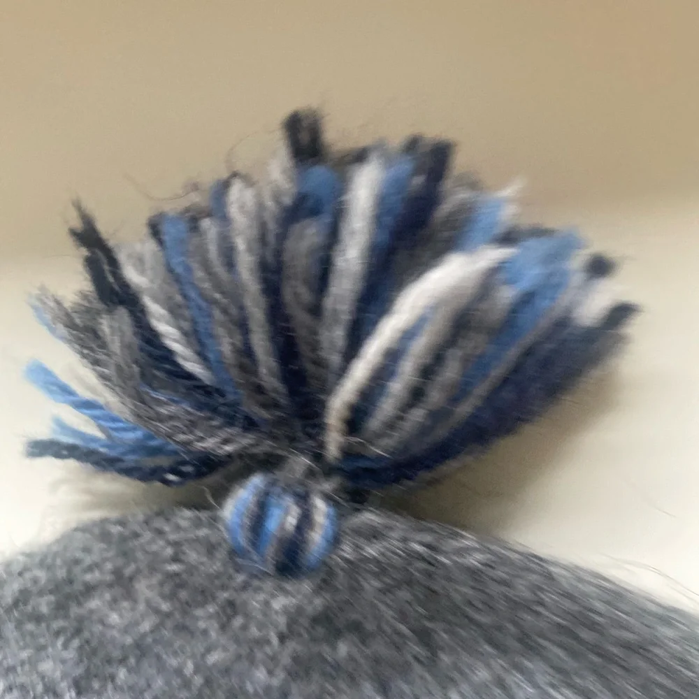 Hand Knit Alpaca Mix Beanie Peru Hat Kids Ski Fleeced Lined Blue Gray‎